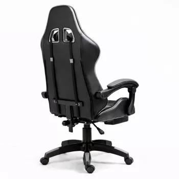 LEAN Swivel Office Gaming Chair with Footrest and Cushions Black and Gray