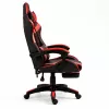LEAN Swivel Office Gaming Chair with Footrest and Cushions, Black and Red