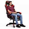 LEAN Swivel Office Gaming Chair with Footrest and Cushions, Black and Red