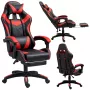 LEAN Swivel Office Gaming Chair with Footrest and Cushions, Black and Red