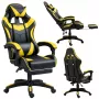 LEAN Swivel Office Gaming Chair with Footrest and Cushions, Black and Yellow