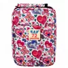 LEAN Three-Compartment Pencil Case with Coloring Book, Flowers, Sharpener, Eraser, Crayons - 72 Pieces