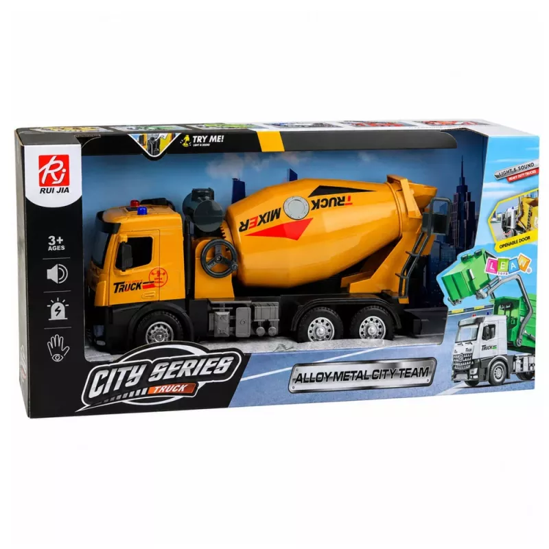 LEAN TOYS 1:12 RC Concrete Mixer Truck - Metal Cabin, Lights, Sounds, 2.4GHz, 30m Range