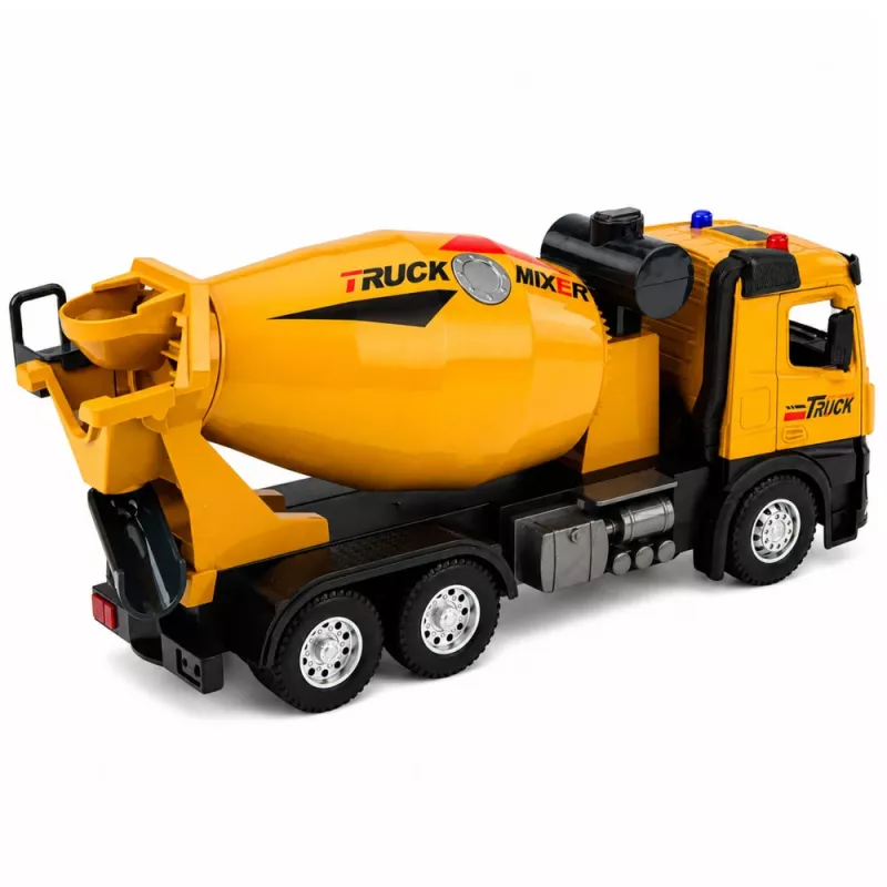 LEAN TOYS 1:12 RC Concrete Mixer Truck - Metal Cabin, Lights, Sounds, 2.4GHz, 30m Range