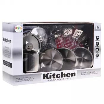 LEAN TOYS 15-Piece Pretend Play Kitchen Cookware Playset for Kids Ages 3+ | Pots, Pans, Utensils, Plates, Cups, Cutting Board & Play Food | Multi-Colour ABS Plastic | Role-Play Cooking Toy