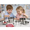 LEAN TOYS 15-Piece Pretend Play Kitchen Cookware Playset for Kids Ages 3+ | Pots, Pans, Utensils, Plates, Cups, Cutting Board & Play Food | Multi-Colour ABS Plastic | Role-Play Cooking Toy
