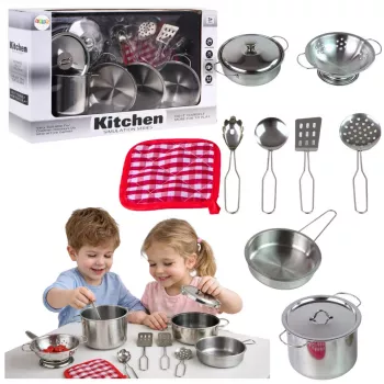 LEAN TOYS 15-Piece Pretend Play Kitchen Cookware Playset for Kids Ages 3+ | Pots, Pans, Utensils, Plates, Cups, Cutting Board & Play Food | Multi-Colour ABS Plastic | Role-Play Cooking Toy