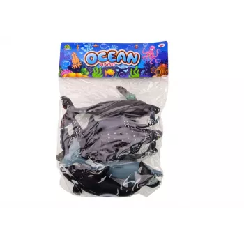 LEAN TOYS 17521 Set of 6 Sea Animal Figures - Orca, Shark, Whale, Dolphin, Turtle & Manta Ray - Multicolour
