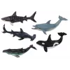 LEAN TOYS 17521 Set of 6 Sea Animal Figures - Orca, Shark, Whale, Dolphin, Turtle & Manta Ray - Multicolour