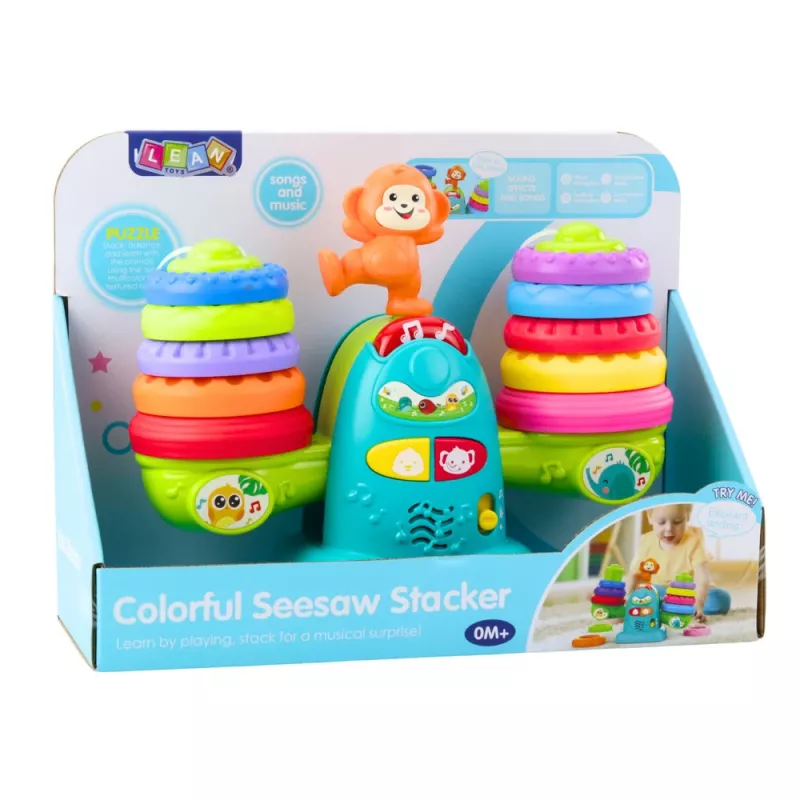 LEAN TOYS 23009 Interactive Educational Monkey Scale for Toddlers - 20 Blocks, Sounds & Melodies