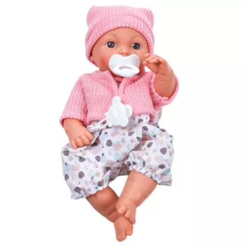 LEAN TOYS 24440 Baby Doll with Hat, Sweater & Pacifier, Sound Effects (35 cm)