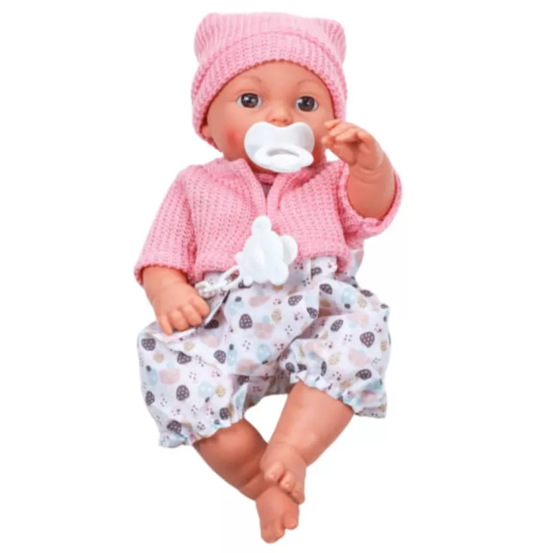 LEAN TOYS 24440 Baby Doll with Hat, Sweater & Pacifier, Sound Effects (35 cm)