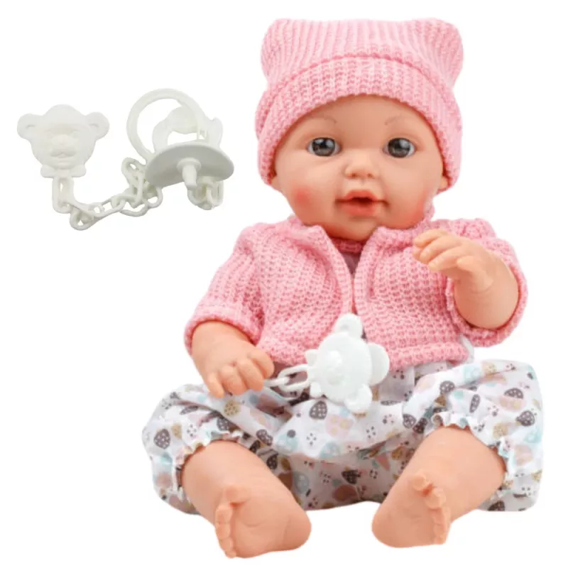 LEAN TOYS 24440 Baby Doll with Hat, Sweater & Pacifier, Sound Effects (35 cm)