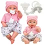 LEAN TOYS 24440 Baby Doll with Hat, Sweater & Pacifier, Sound Effects (35 cm)