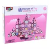 LEAN TOYS 25282 Magnetic Building Blocks Stained Glass Window Set with Pink Markers, 126 Pieces, Creative Art Toy