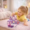 LEAN TOYS 25282 Magnetic Building Blocks Stained Glass Window Set with Pink Markers, 126 Pieces, Creative Art Toy