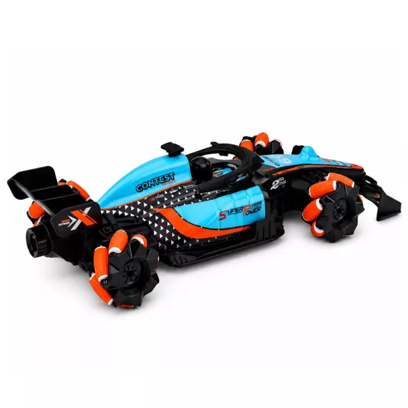 LEAN TOYS 29711 RC Stunt Car 1:10 4WD with 360° Rotation, LED Lights & Smoke Effect (Black/Red)