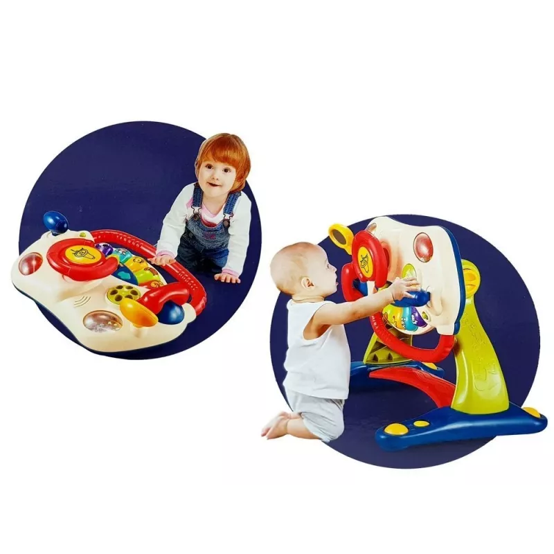 LEAN TOYS 3-in-1 Interactive Baby Stroller Baby Steering Wheel Sound Melodies Animals
