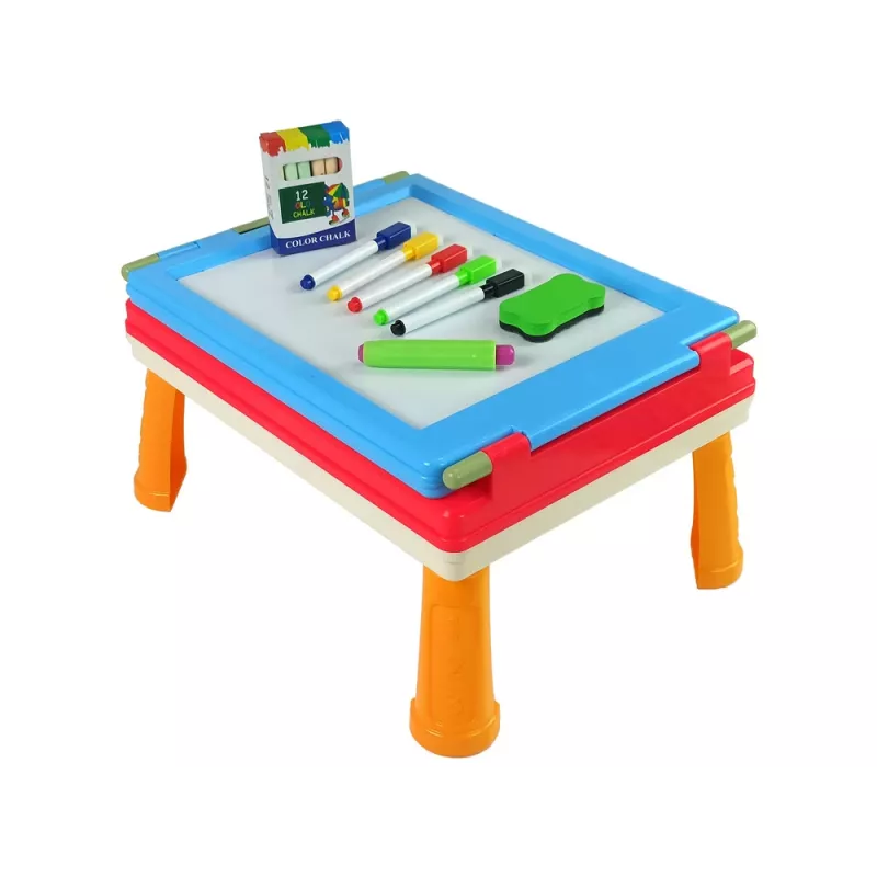 LEAN TOYS 3-in-1 Magnetic-Chalk Board, Blue Table for Games