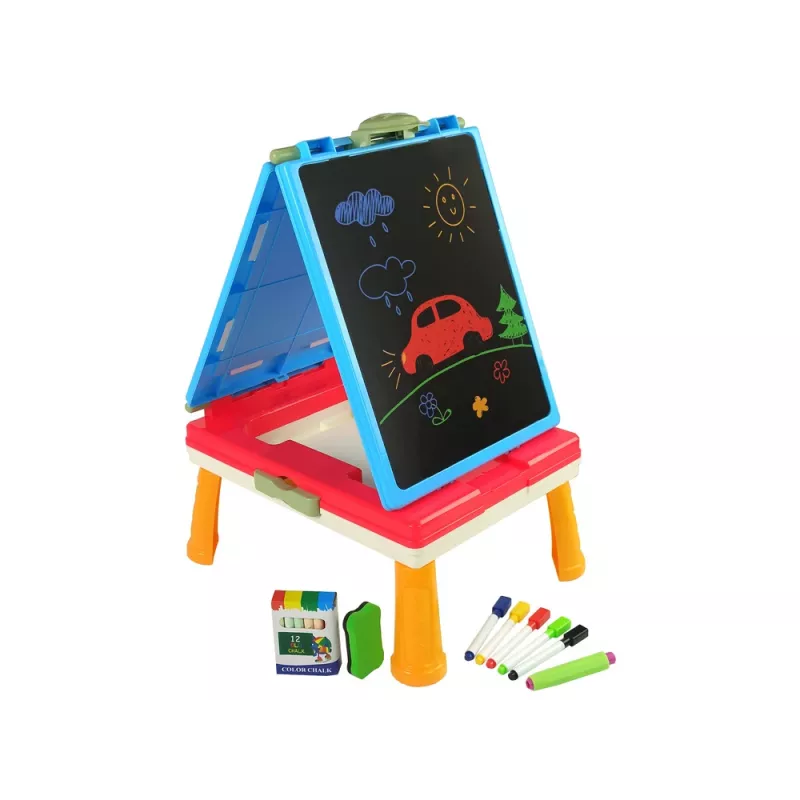 LEAN TOYS 3-in-1 Magnetic-Chalk Board, Blue Table for Games