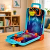 LEAN TOYS 3-in-1 Mini Arcade Game – Portable Tabletop Basketball, Pinball & Bowling Case (Multicolour)