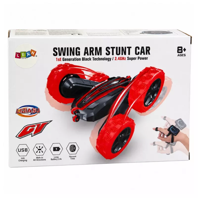 LEAN TOYS 360° Gesture Remote Controlled RC Stunt Car Red