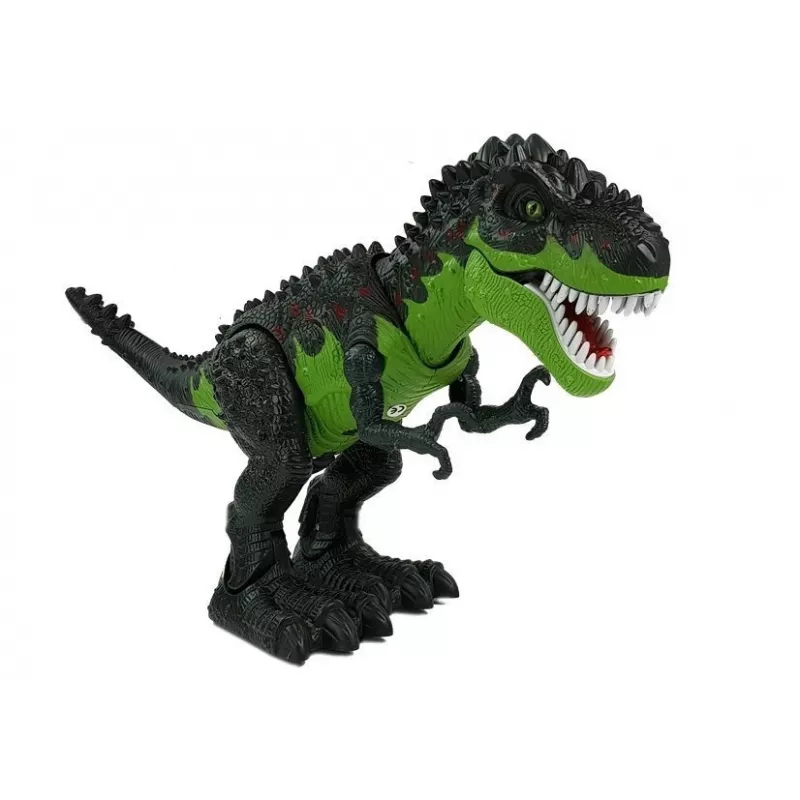 LEAN TOYS 7740 Battery-Powered Interactive T-Rex Dinosaur with Egg Laying, Steam Mist, Sound & Light Effects - Green