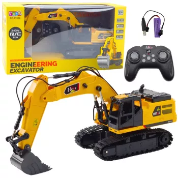 LEAN TOYS 9-Channel 2.4GHz RC Crawler Excavator with Sounds and LED Lights, 1:14 Scale