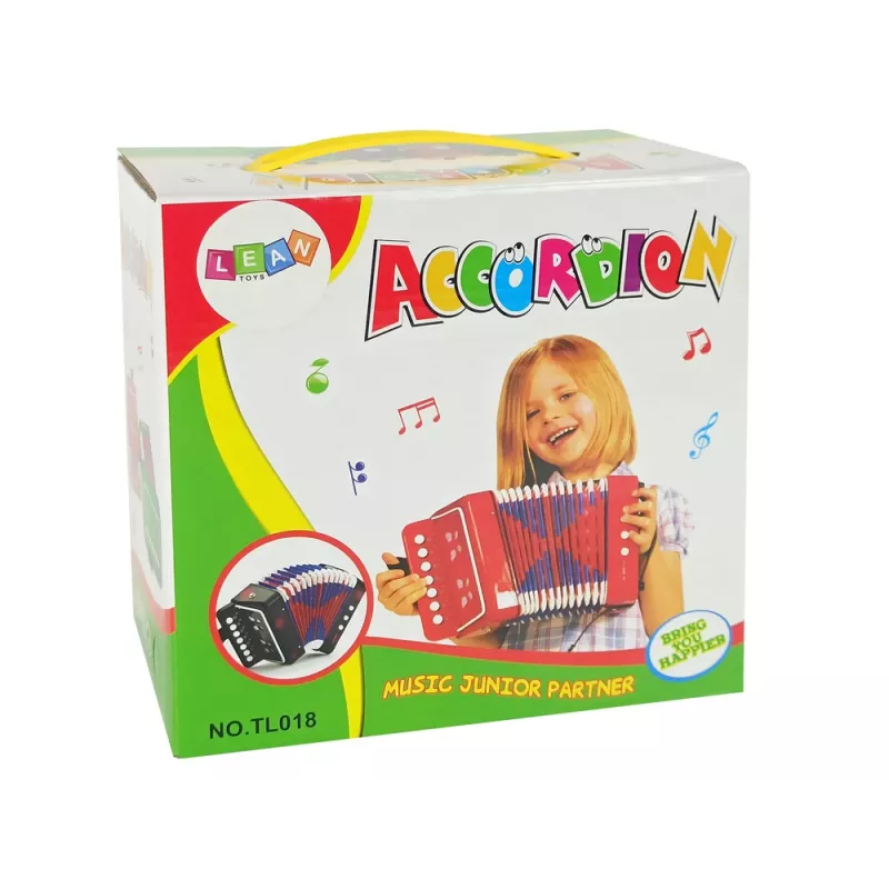 LEAN TOYS Accordion Instrument for Little Musicians – Red, 7 Treble Keys, Diatonic, Ages 3+