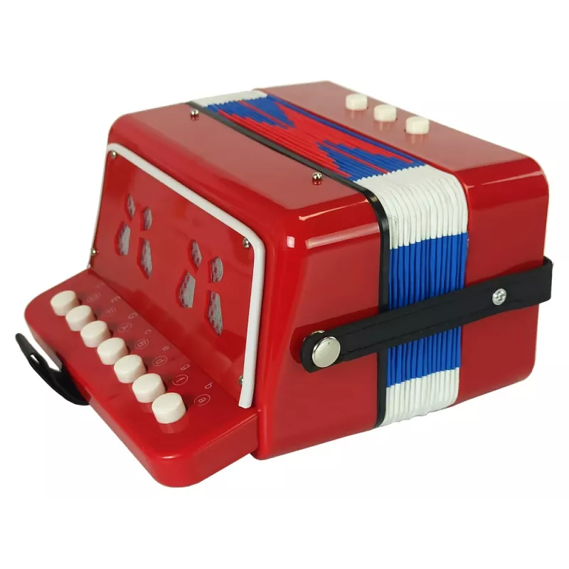 LEAN TOYS Accordion Instrument for Little Musicians – Red, 7 Treble Keys, Diatonic, Ages 3+