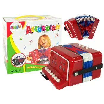 LEAN TOYS Accordion Instrument for Little Musicians – Red, 7 Treble Keys, Diatonic, Ages 3+