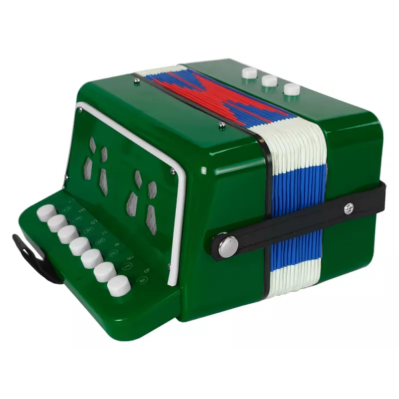LEAN TOYS Accordion Instrument for Young Musician Green – 12-Button Acoustic Toy Accordion with Adjustable Shoulder Strap, Ages 3+