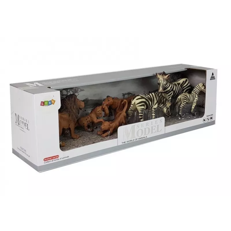 LEAN TOYS Africa Wild Animals Lion Zebra Family Figurine Set