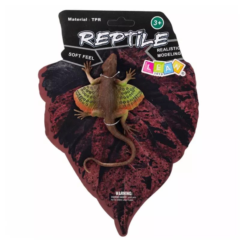 LEAN TOYS Agama Lizard Webbed Rubber Figure Stretchable Realistic 13 cm