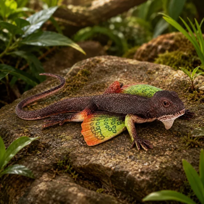 LEAN TOYS Agama Lizard Webbed Rubber Figure Stretchable Realistic 13 cm