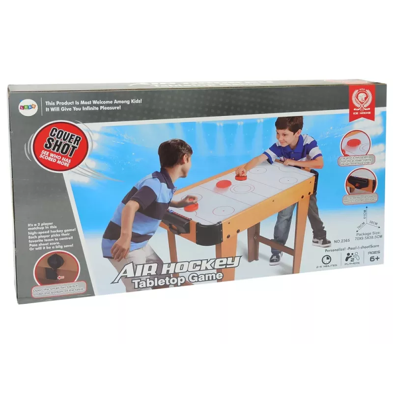 LEAN TOYS 2-in-1 Air Hockey and Foosball Game Table, Electric Blower, MDF, Black