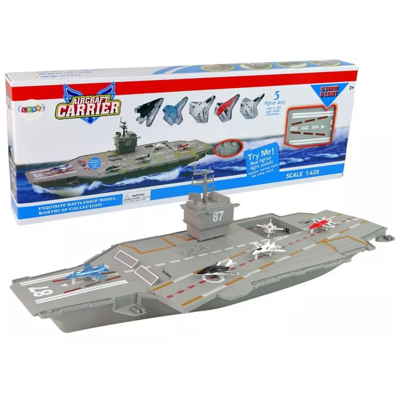 LEAN TOYS Aircraft Carrier Jets 5 pcs Sound Lights