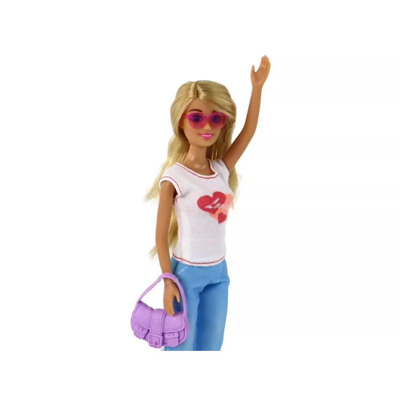 LEAN TOYS Anlily Children's Doll Long Blonde Hair Handbag Glasses White Blouse