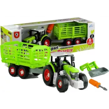 LEAN TOYS Assembly Tractor with Opened Trailer 43 cm