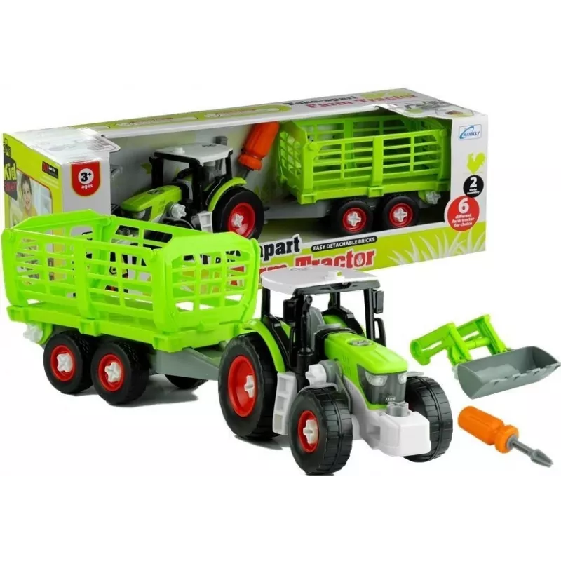 LEAN TOYS Assembly Tractor with Opened Trailer 43 cm