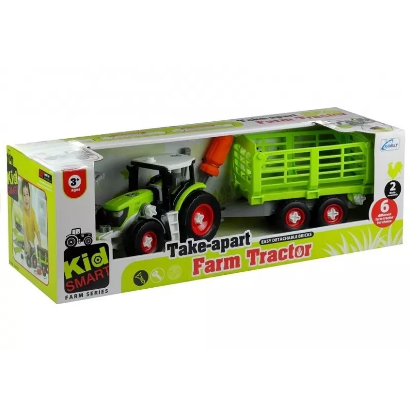 LEAN TOYS Assembly Tractor with Opened Trailer 43 cm