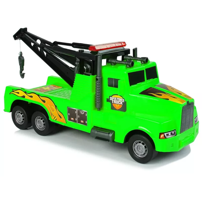 LEAN TOYS Auto Tow Truck Roadside Assistance 1:10 Green Rope