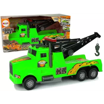 LEAN TOYS Auto Tow Truck Roadside Assistance 1:10 Green Rope