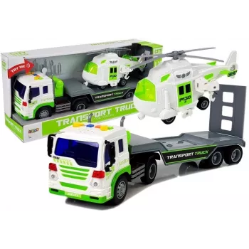 LEAN TOYS Auto Transporter on Batteries 1:16 with a Helicopter