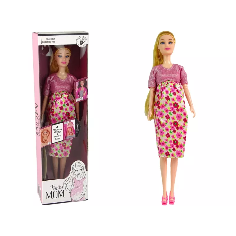 LEAN TOYS Baby Doll Pregnant Pink Dress Flowers
