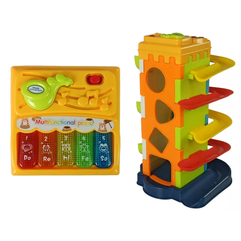 LEAN TOYS Balls Slide Educational Block Sorter with Piano