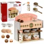 LEAN TOYS Barista Set Coffee Maker Wooden Accessories Pink