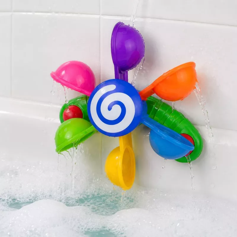 LEAN TOYS Bath Set Water Windmill with Suction Cups Two Spoons Water Toy
