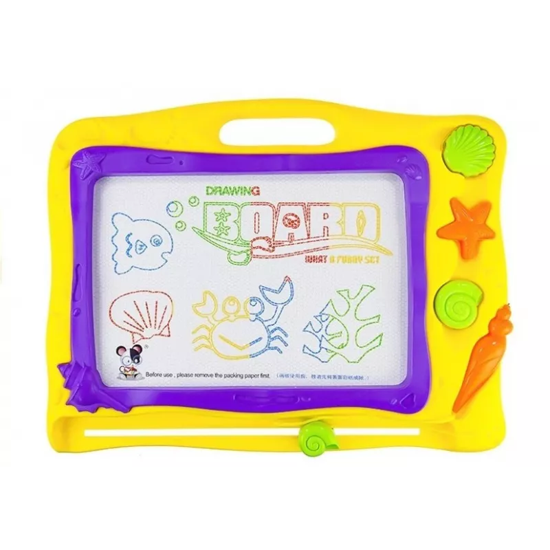 LEAN TOYS Blackboard with Stamps and Colorful Background