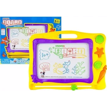 LEAN TOYS Blackboard with Stamps and Colorful Background
